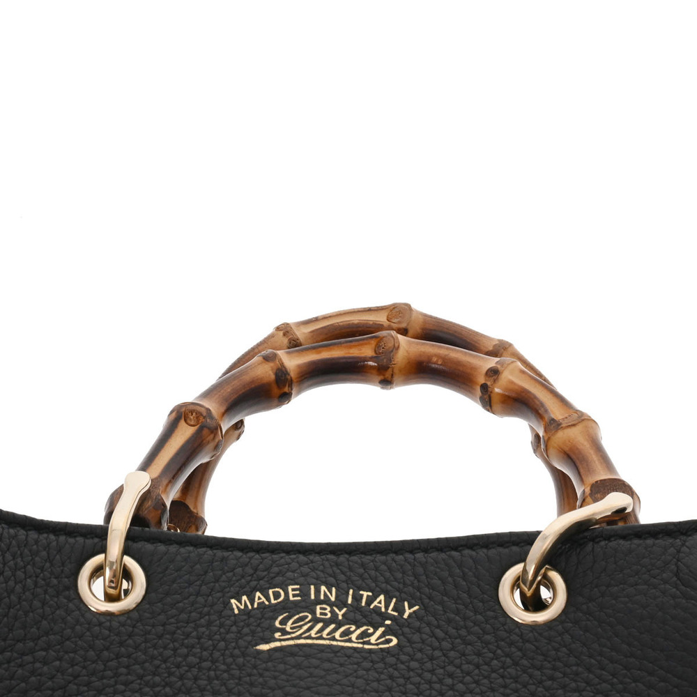 Gucci Shopper Bag 2way Top Handle Bamboo Black Leather - Picture 4 of 11